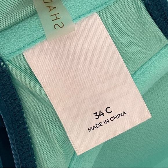 Shade & Shore Teal Crochet Trim Bikini 2-pc Swimsuit 34C Top & Small Bottom - Picture 9 of 10